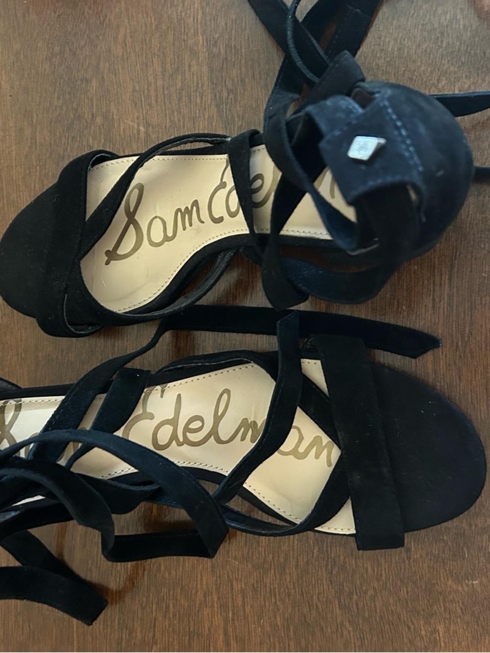 Sam Edelman Black Suede Lace-Up Heels